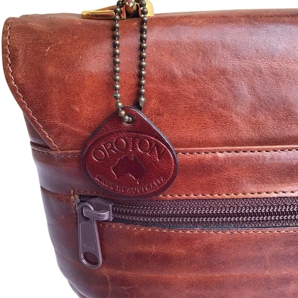 Oroton Vintage Brown Leather Satchel Made In Australia - Picture 10 of 15
